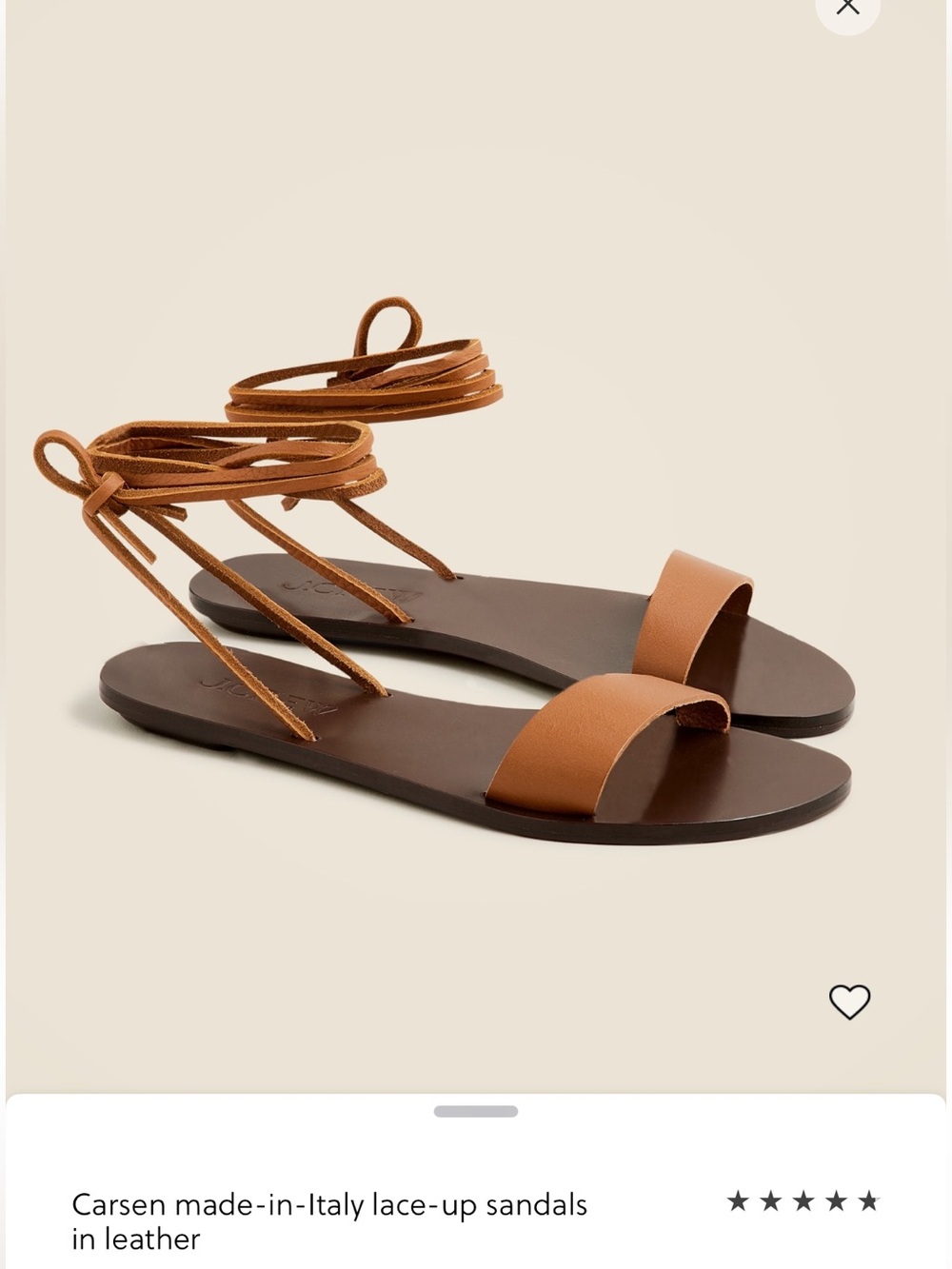 J. Crew Carsen made-in-Italy lace-up sandals in leather 7.5
